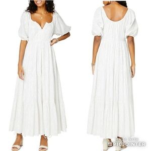 Roller Rabbit Zara Puff Sleeve Maxi Silver Metallic Dress